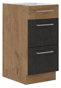 Kuchyňská skříňka spodní 40 cm LOUSIE - Černá / Dub artisan