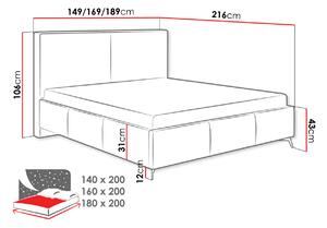 Čalúnená manželská posteľ 140x200 SACHSE - béžová