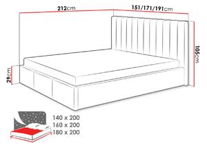 Čalúnená manželská posteľ 180x200 SELHOM - šedá