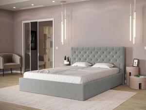Čalúnená manželská posteľ s úložným priestorom 140x200 DOZIER - šedá