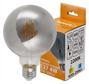 BERGE LED žiarovka G95 - E27 - 4W - FILAMENT - dymová - teplá biela