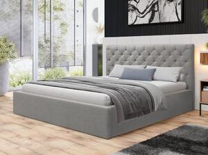 Čalúnená manželská posteľ s úložným priestorom 160x200 DOZIER - šedá