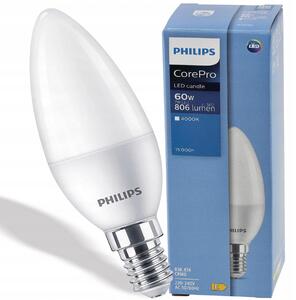 PHILIPS LED žiarovka CorePro - E14 - C37 - 7W - 806lm - 4000K