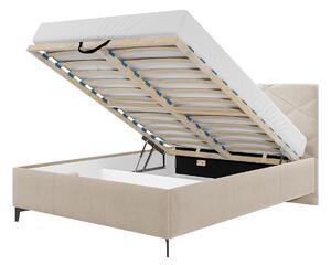 Čalúnená manželská posteľ s úložným priestorom 160x200 EMORIN - béžová