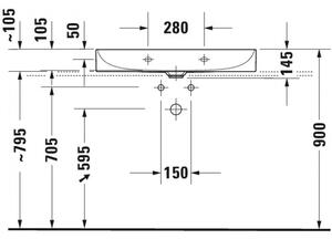 Duravit DuraSquare - Umývadlo brúsené 800x470 mm, bez prepadu, biela 2353800071