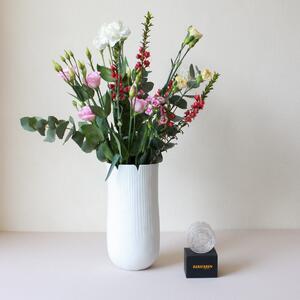 Exkluzívna sada: Porcelánová váza Daisy + aranžovací krúžok Hanataba