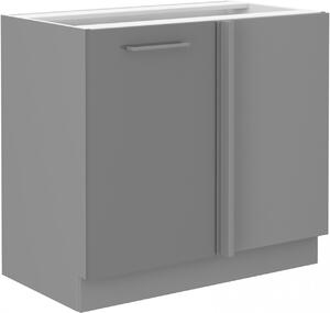 Spodní rohová skříňka do kuchyně 90x82 cm 01 - VISION - Bílá lesklá / Dub lancelot