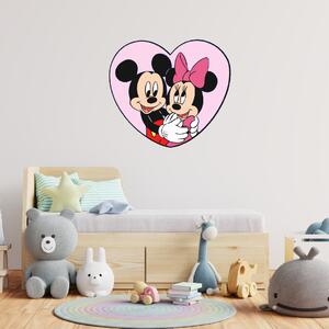 60x55cm Mickey a Minnie v srdiečku - textilná nálepka na stenu