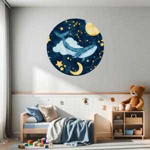 100x100cm Veľryba na hviezdnej oblohe - textilná nálepka na stenu Veľkosť: 100 cm