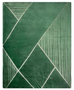 Zelená flano deka GINKO3 s lesklou potlačou 150x200 cm