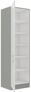 Vysoká kuchyňská skříň policová 60x210 cm 01 - VISION - Bílá lesklá / Dub lancelot