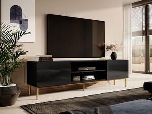 TV stolík\skrinka Koda 200 K, Farby: čierny / čierny lesk + zlatá Mirjan24 5903211167959