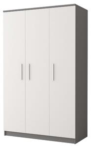 Trojdverová šatníková skriňa do detskej izby OLEG - šírka 120 cm, šedá / biela