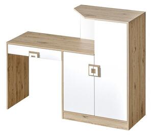 Písací stôl s komodou ORAN - biely / dub svetlý