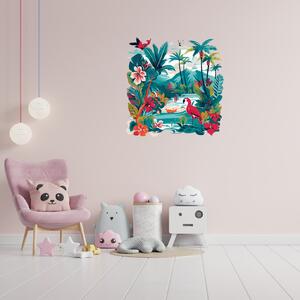 100x100cm Farebná džungľa - textilná nálepka na stenu Veľkosť: 60 cm