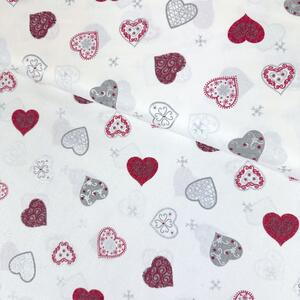 Metráž Bavlna Vianoce - Srdiečka bordovo-srieborná