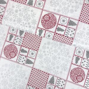 Metráž Bavlna Vianoce - Patchwork bordovo-strieborná