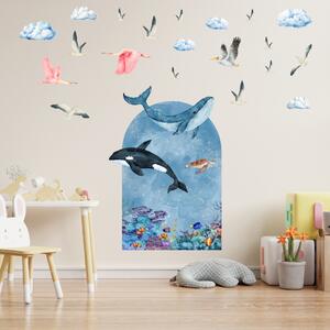 120x120cm Pod morskou hladinou - textilná nálepka na stenu