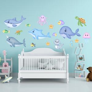 120x120cm Baby morský svet 2 XXL - textilná nálepka na stenu