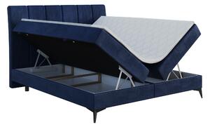 Jednolôžková posteľ Boxspring 120 cm Axel (tmavomodrá) (s matracom a úl. priestorom). Vlastná spoľahlivá doprava až k Vám domov. 1043345