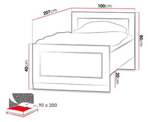 Jednolôžková posteľ 90x200 MERLO - dub lefkas