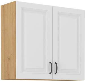 Kuchyňská skříňka závěsná 80 cm 29 - PROVENCE - Bílá matná / Dub Artisan