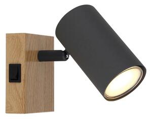 GLOBO 57911-1G ROBBY nástenné bodové svietidlo/spot s vypínačom 1xGU10 grafit, imitácia dreva