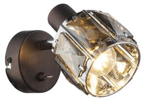 GLOBO 54357-1B INDIANA nástenné bodové svietidlo/spot s vypínačom 1xE14 čierna matná, zlatá, dymová