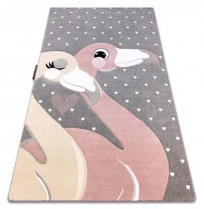 Dywany Łuszczów Detský kusový koberec Petit Flamingos hearts grey - 140x190 cm