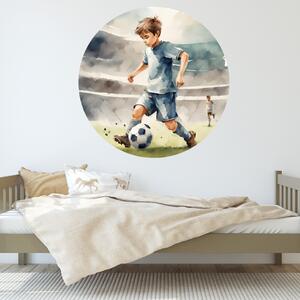 PIPPER. Kruhová samolepka na stenu "Chlapec futbalista" Veľkosť: 100 cm