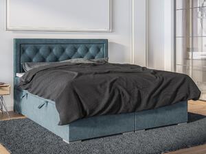 Jednolôžková posteľ Boxspring 120 cm Maximilian (džínová modrá) (s matracom a úl. priestorom). Vlastná spoľahlivá doprava až k Vám domov. 1043413
