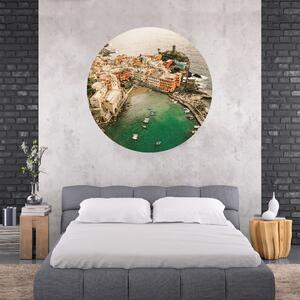 PIPPER. Textilná kruhová nálepka na stenu "Cinque Terre - Italy" Veľkosť: 120 cm