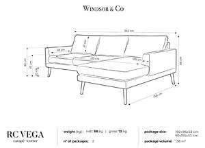WINDSOR & CO Trojmiestna rohová pohovka Vega – pravý roh 242 × 156 × 86 cm