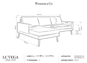 WINDSOR & CO Trojmiestna rohová pohovka Vega – ľavý roh 242 × 156 × 86 cm