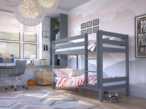 Drevená poschodová posteľ Olaf s roštami 90x190 - sivá