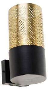 Industriálne nástenné svietidlo čierne so zlatom 7,5 cm - Raspi