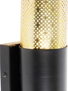 Industriálne nástenné svietidlo čierne so zlatou 11,5 cm - Raspi