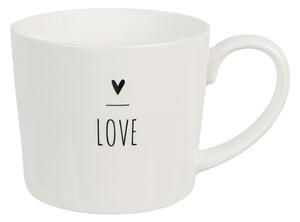 Biely hrnček so srdiečkom s nápisom Love - Lovely Day - 12*8*7 cm / 275 ml - Clayre & Eef