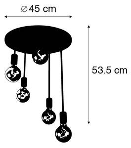 Moderné stropné svietidlo čierne 5-svetlo - Facil