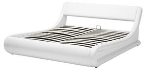 Platformová posteľ biela eko koža s úložným priestorom EU king size 160 x 200 cm zaoblený dizajn