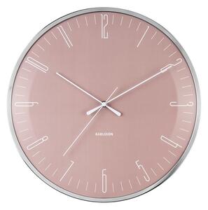 KARLSSON Nástenné hodiny Dragonfly Dome Glass – ružová ø 40 cm x 4 cm