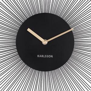 KARLSSON Nástenné hodiny Peony Steel Large – čierna ø 60 cm x 3,5 cm