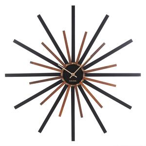 KARLSSON Nástenné hodiny Diva – čierna, tmavé drevo ø 60 cm x 4,5 cm