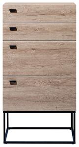 Komoda hnedá svetlá farba dreva drevotrieska kovová drevovláknitá doska melamínový povlak 105 x 55 x 41 cm minimalistický 4 zásuvky obývačka