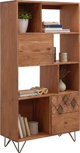 REGÁL, farba akácie, bronzová, oceľ, akácia, 80/155/35 cm Ambia Home - Regály