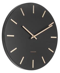 KARLSSON Nástenné hodiny Charm Steel – čierna, zlatá ø 30 cm x 3,5 cm