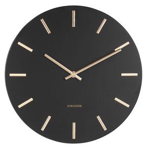 KARLSSON Nástenné hodiny Charm Steel – čierna, zlatá ø 30 cm x 3,5 cm