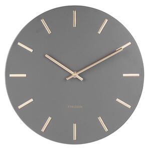 KARLSSON Nástenné hodiny Charm Steel – šedá, zlatá ø 30 cm x 3,5 cm