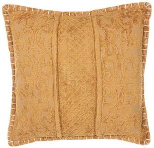 Dekoratívny vankúš žltý so vzorom 45 x 45 cm kvetovaný geometrický vzor retro boho dekoračný doplnok
