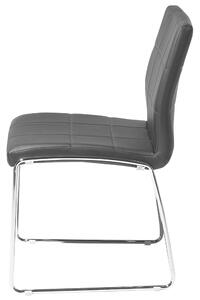 Sada 2 jedálnych stoličiek, čierne kožené strieborné kovové nohy moderný priemyselný štýl